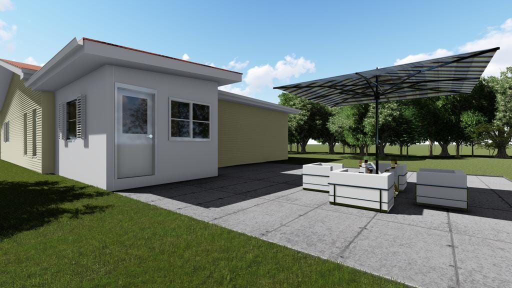 Exterior view of a patio area at the facility