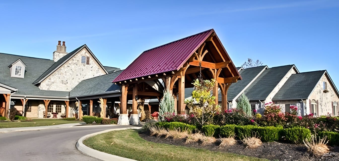 Exterior view of the Heritage Senior Living facility entrance