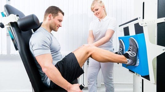 A fitness session with a trainer and a client