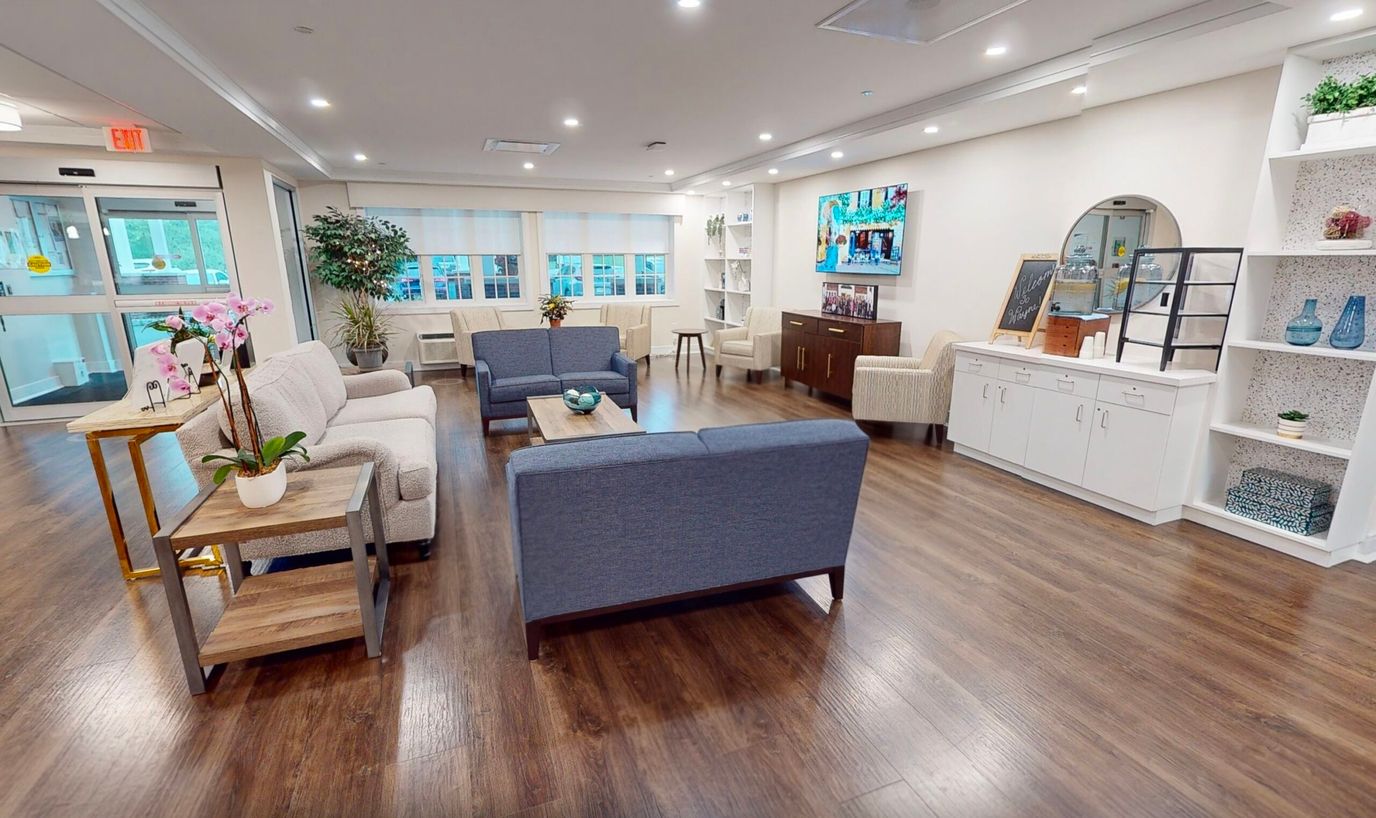 Bright common area with comfortable seating and modern decor