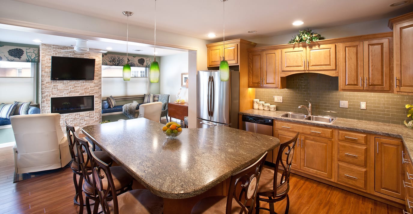 Bright and welcoming kitchen area in a senior living facility