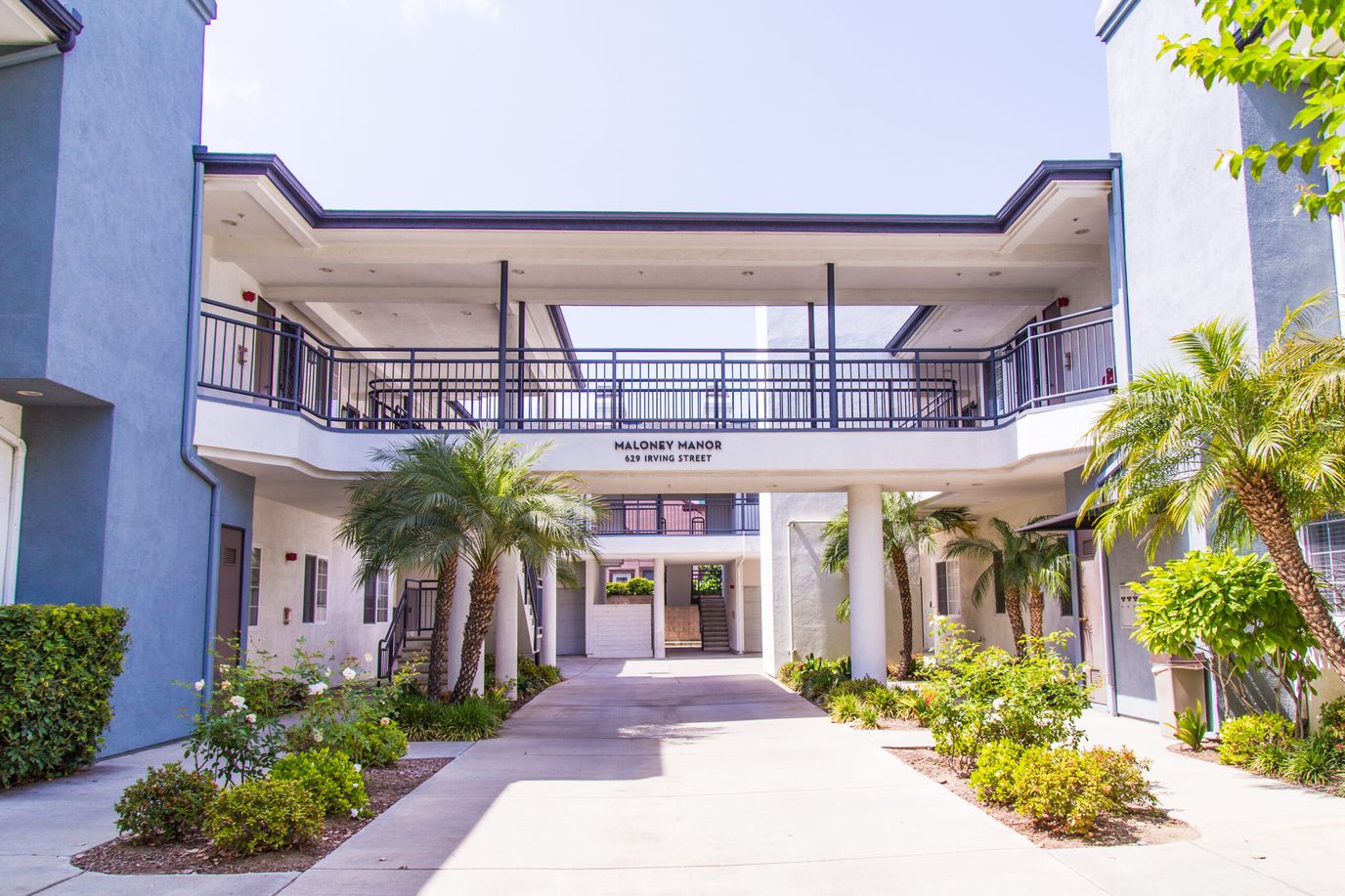 Exterior view of a senior living facility entrance