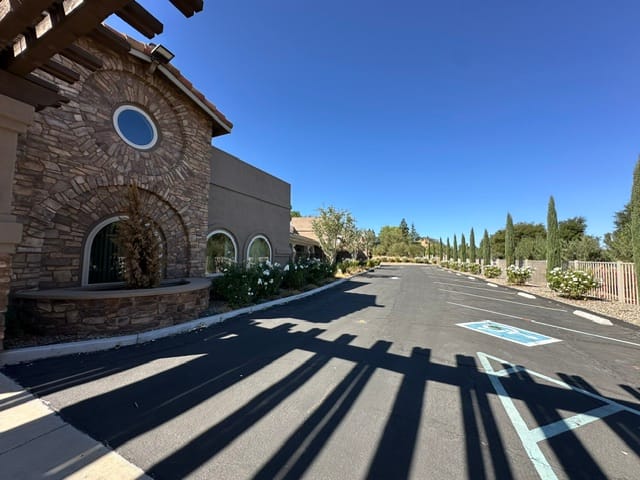 Exterior view of the facility entrance and driveway