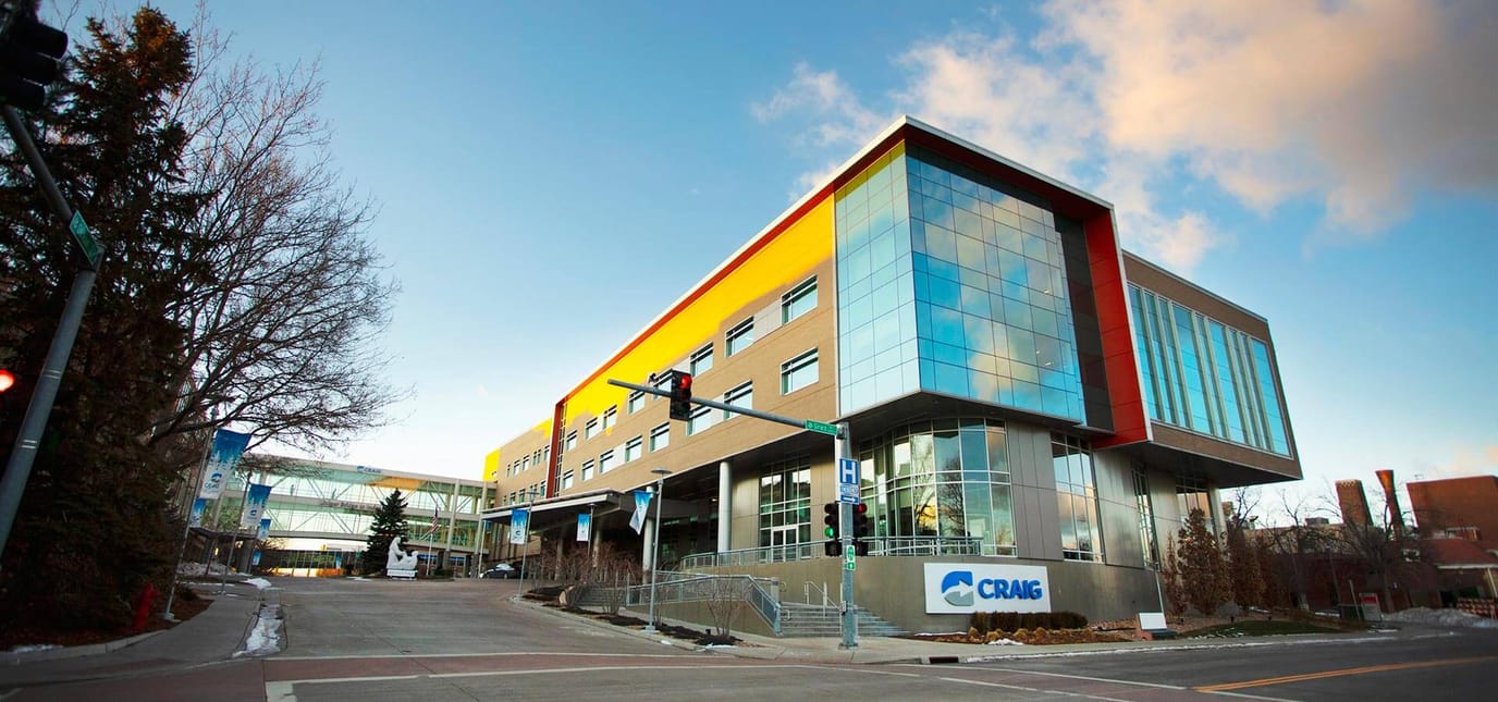 Exterior view of Craig Hospital building with modern architecture