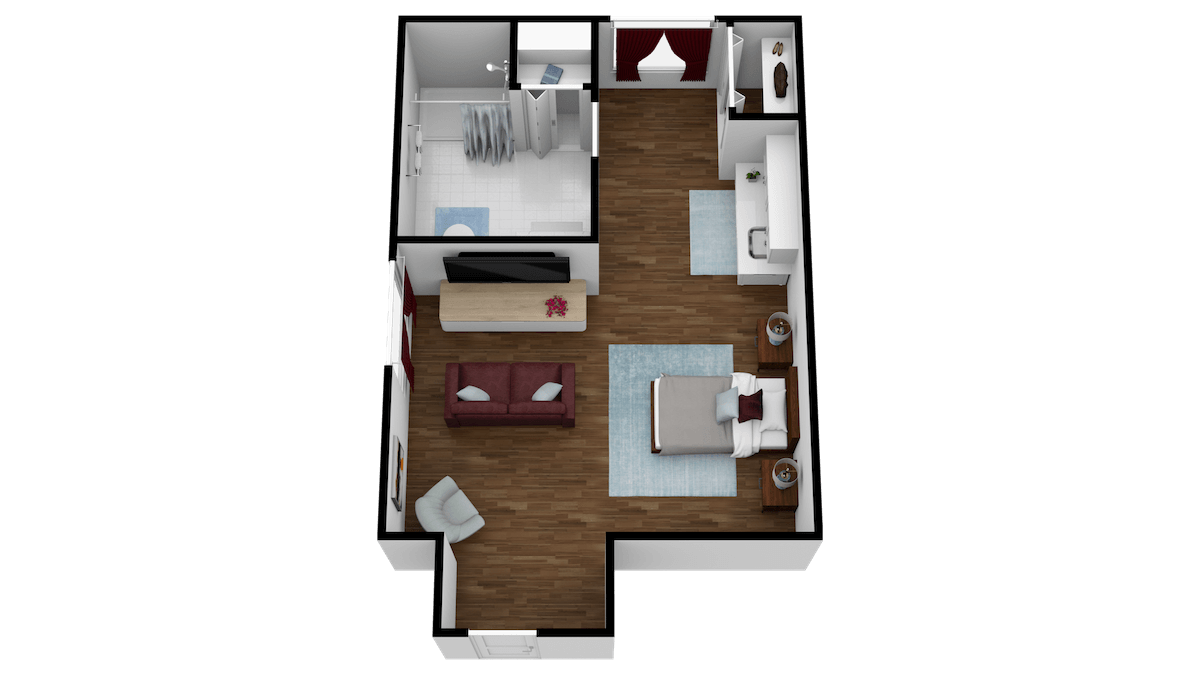 Architectural floor plan of a resident unit