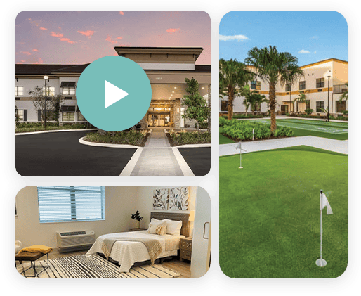 Building exterior with outdoor space and activities