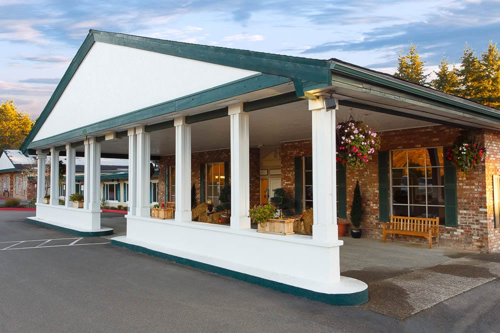 Exterior view of a nursing home facility entrance