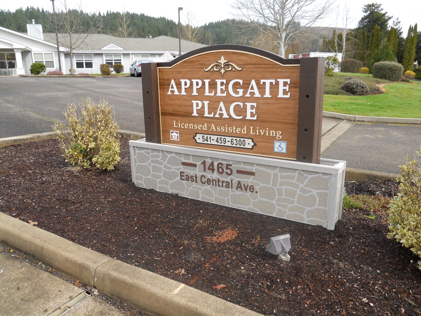 Signage for Applegate Place assisted living facility