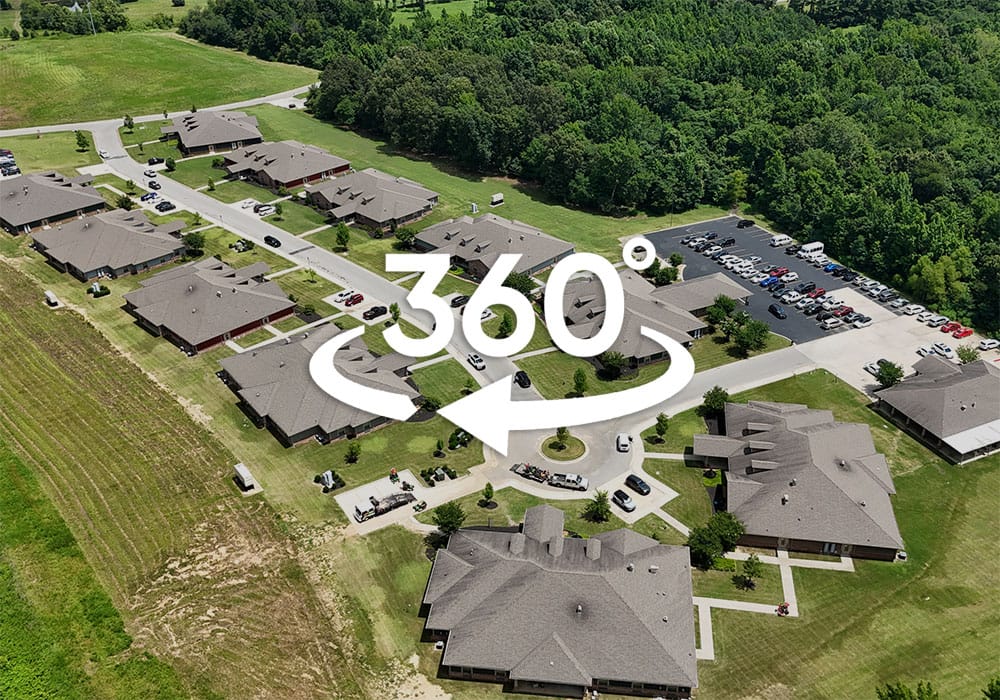 Aerial view of The Green House Cottages of Belle Meade