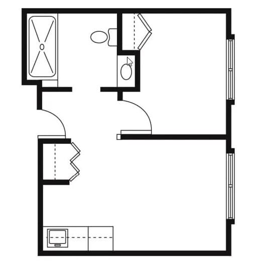 Architectural floor plan of a resident unit