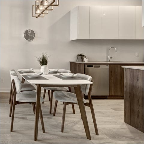 Modern dining area in a senior living facility