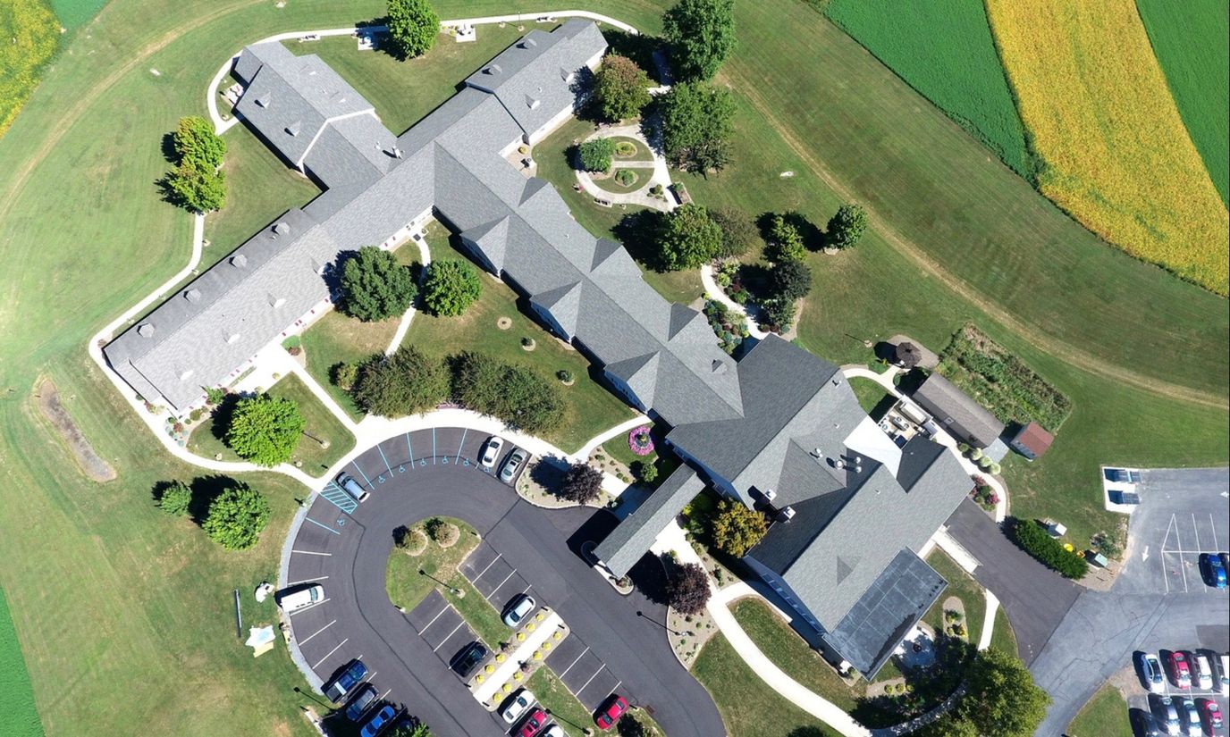 Aerial view of The Meadows facility grounds.