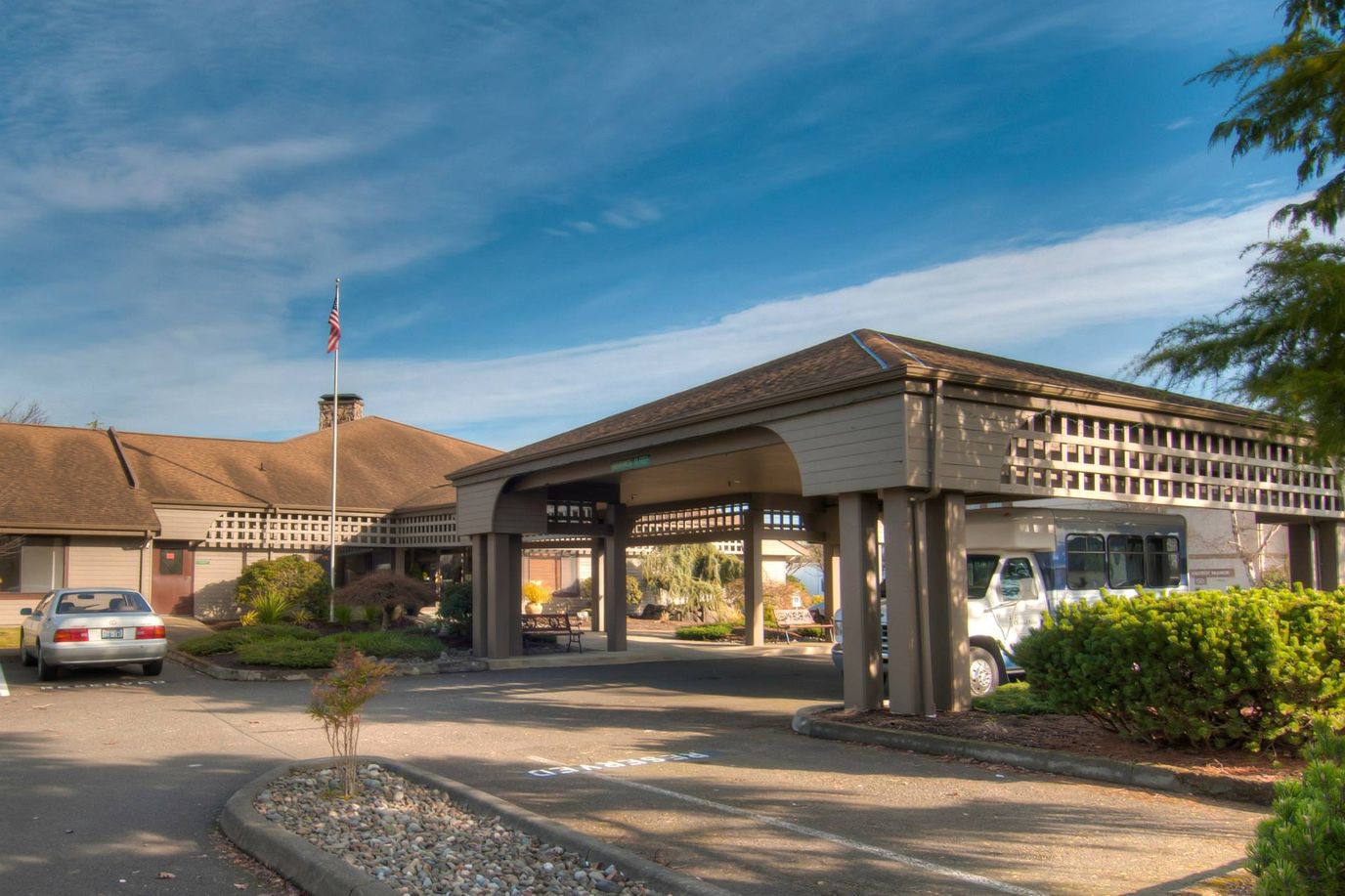 Exterior view of Channel Point Village facility entrance.