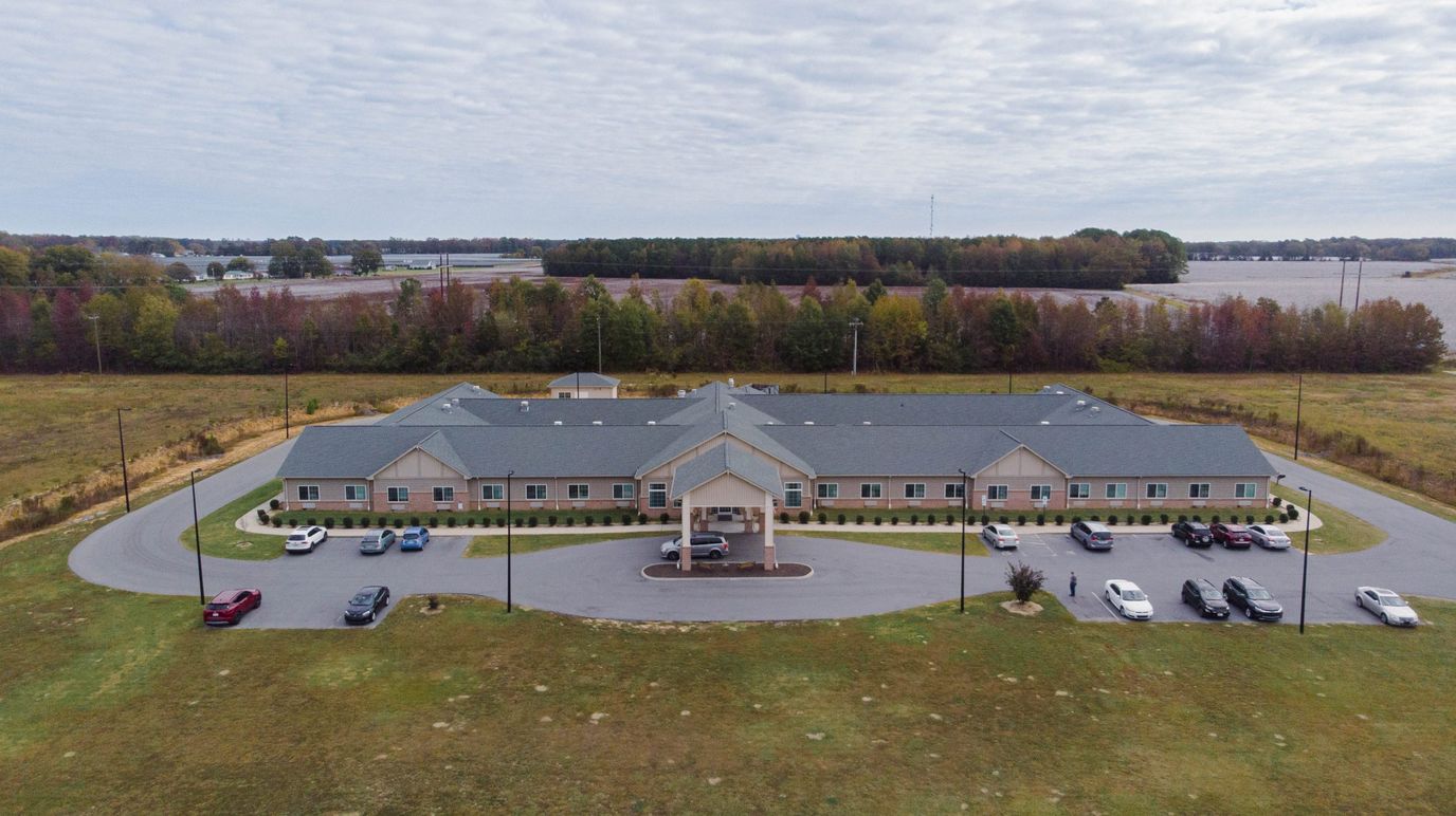 Aerial view of the Scotland House facility exterior