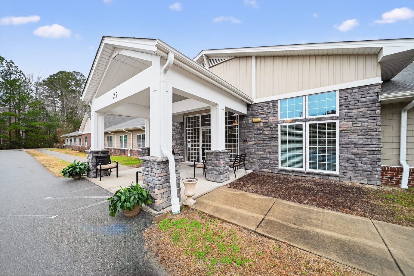 Entrance area of The Gardens of Pamlico nursing facility