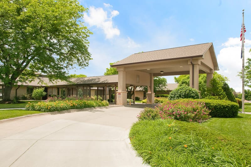Exterior view of the Life Care Center of Omaha entrance