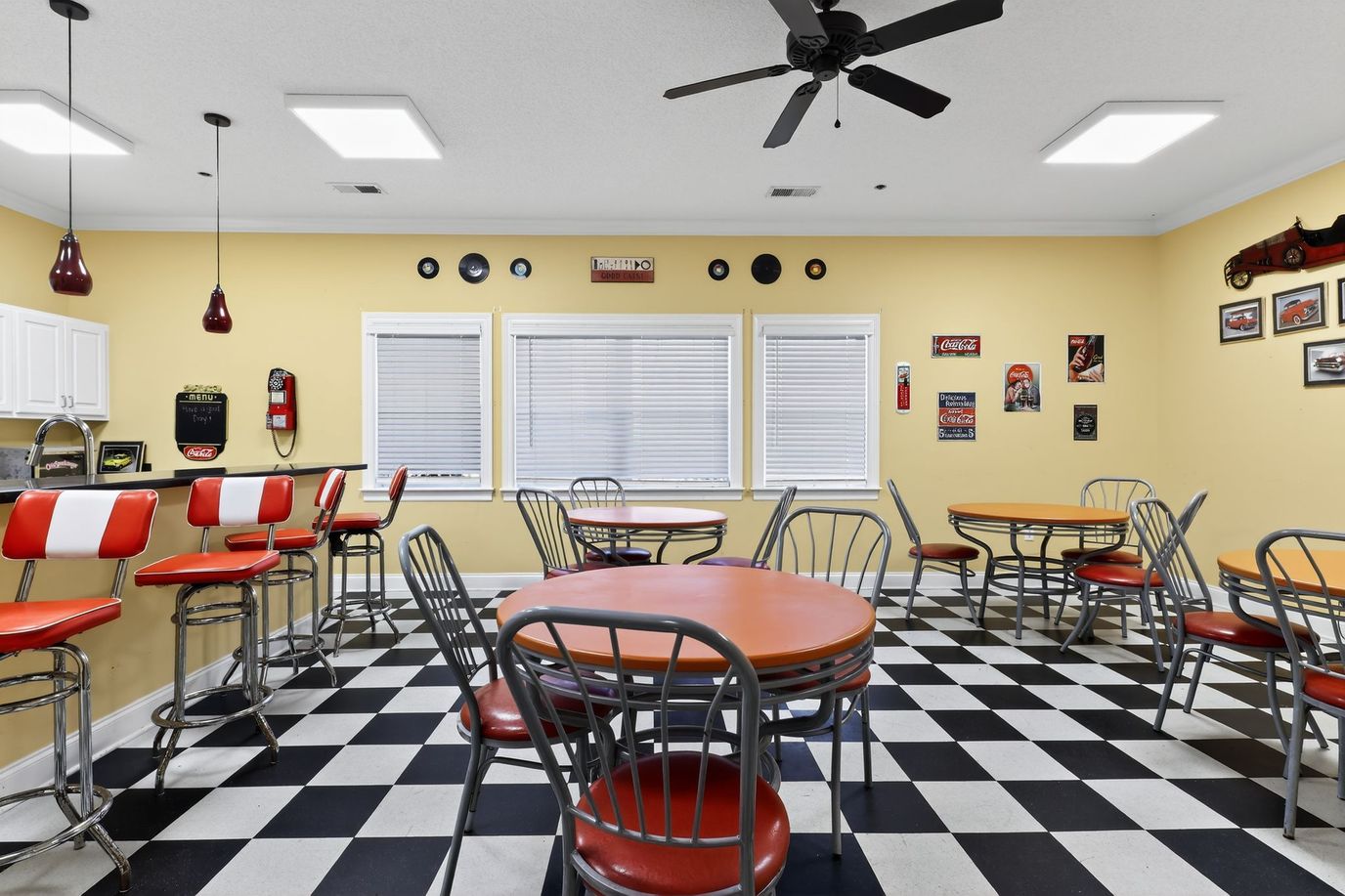 Interior dining area with retro decor
