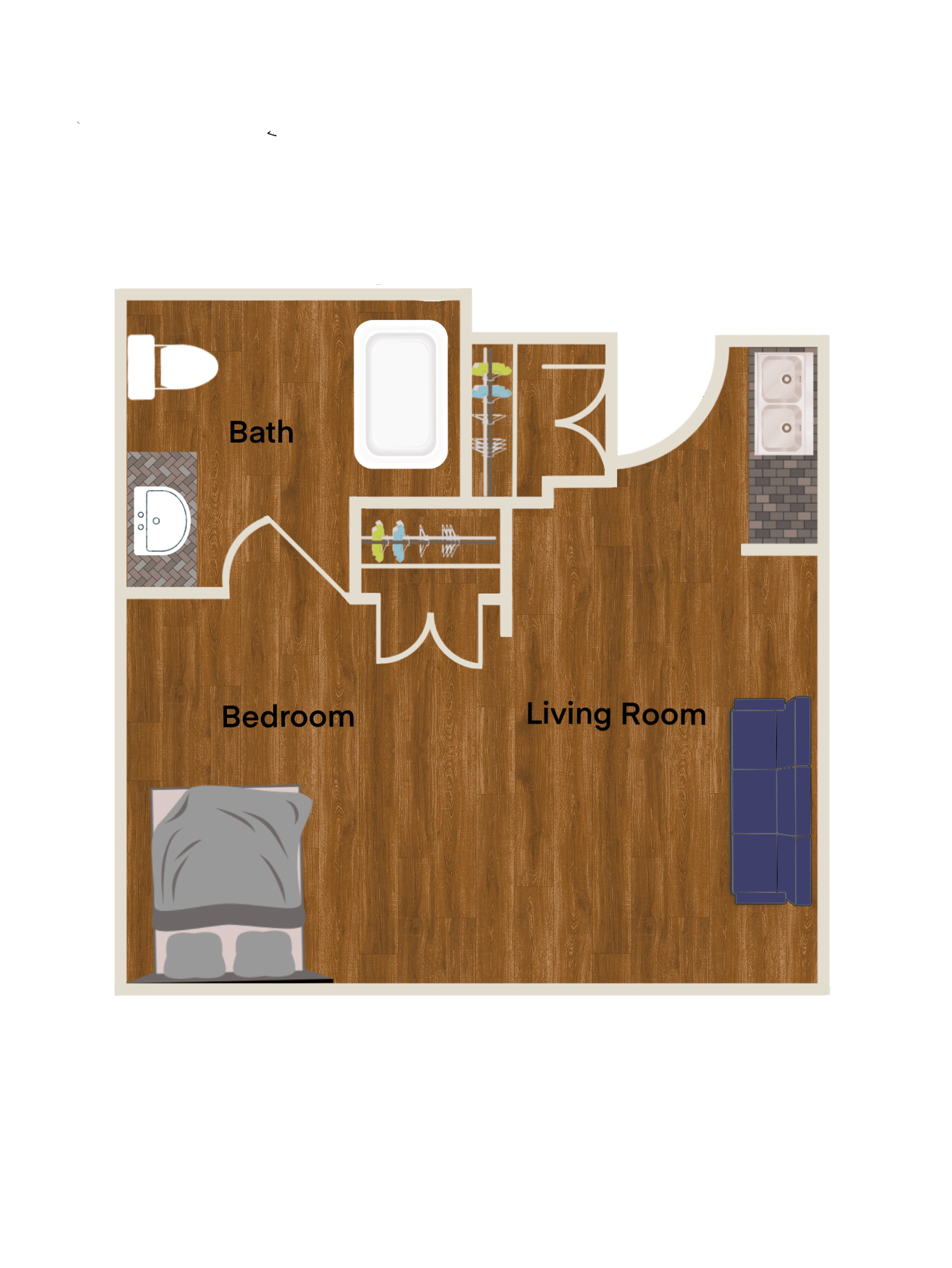 Architectural floor plan of a living unit