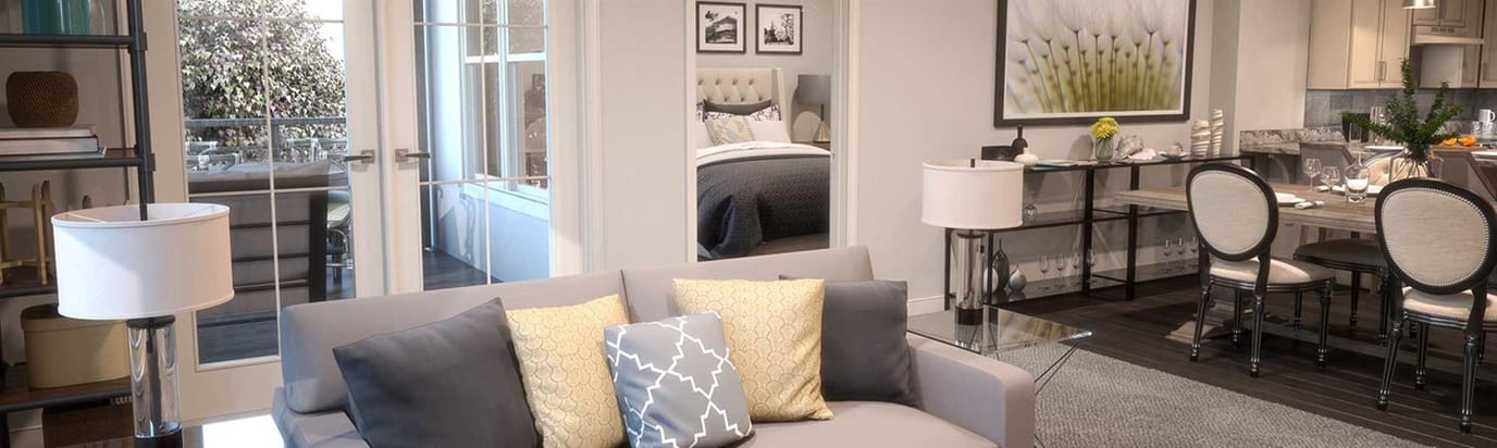 Stylishly decorated living area in a senior facility