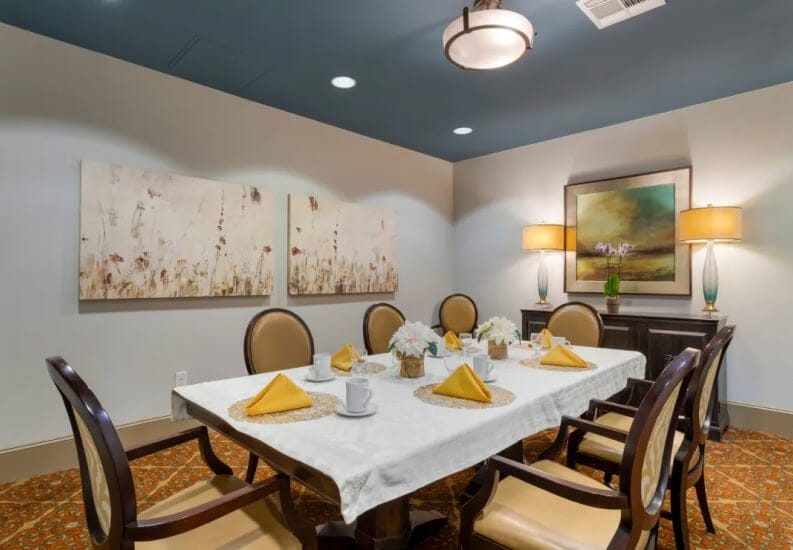 Elegant dining room set for a meal