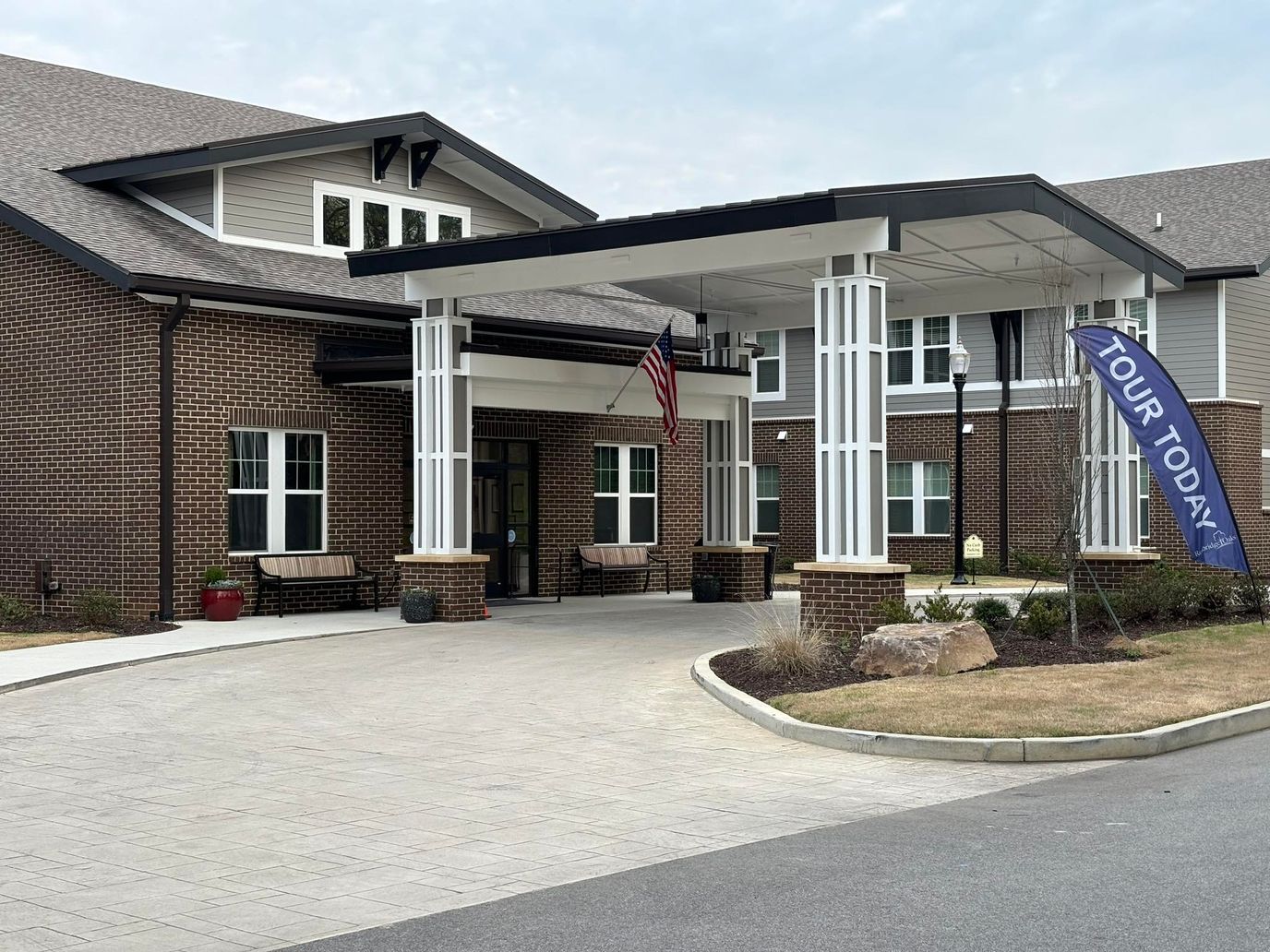 Exterior view of the facility entrance with porch