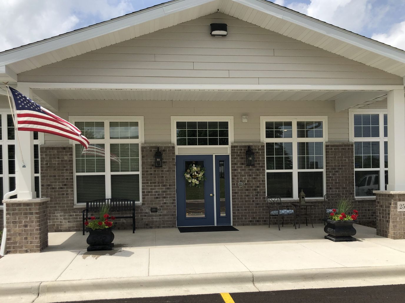 Exterior view of Archwood Senior Living entrance