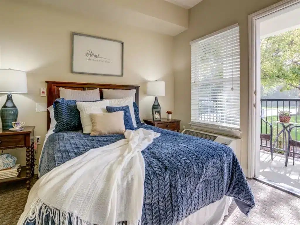 Cozy private resident room with a bed and decor