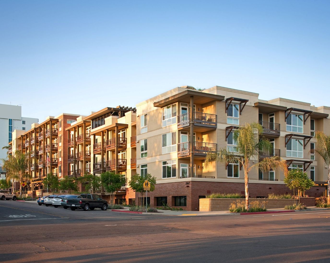 Exterior view of a modern assisted living facility