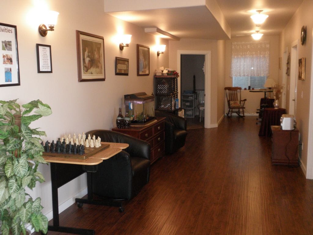 Interior hallway with seating and decor