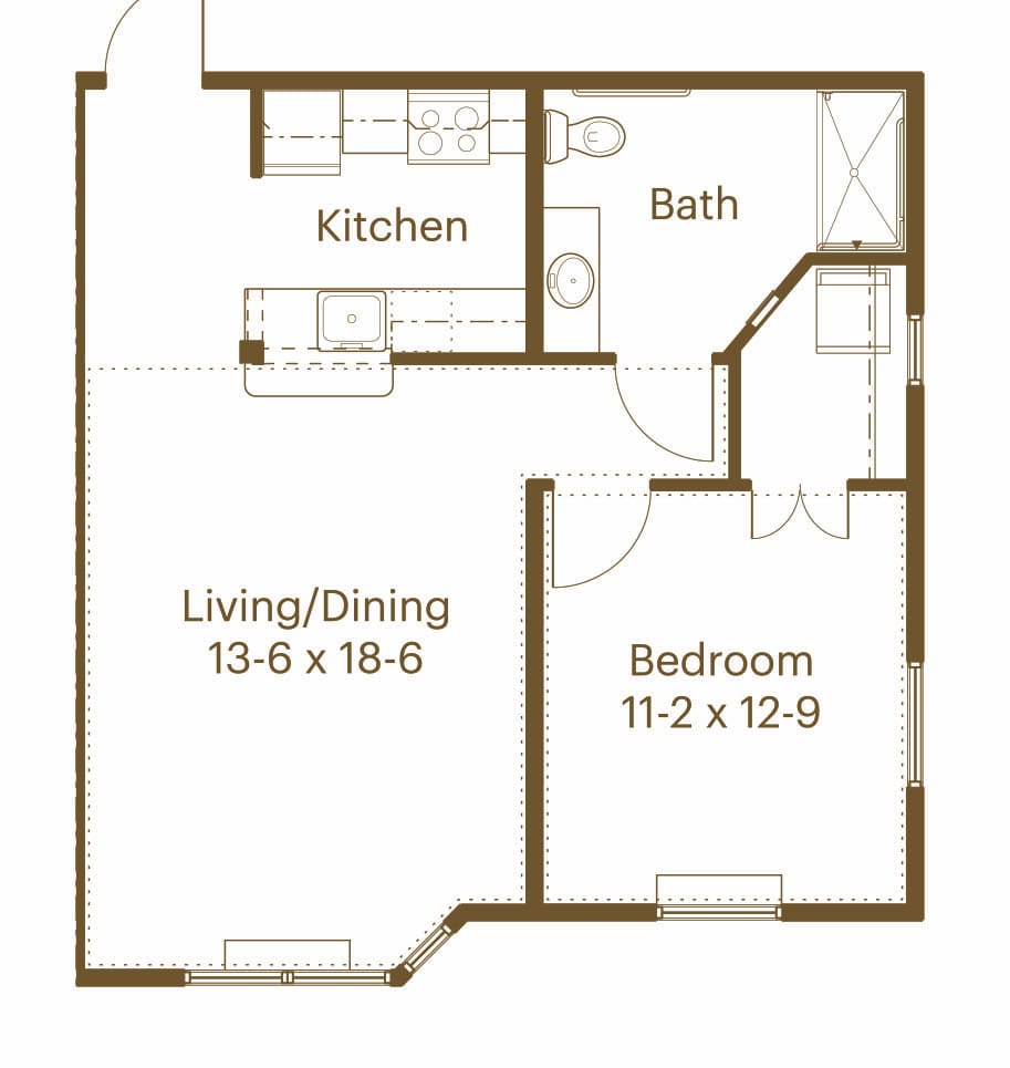 Architectural floor plan of a unit layout
