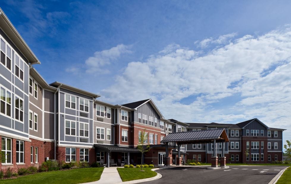 Exterior view of the Silver Birch facility with landscaped surroundings