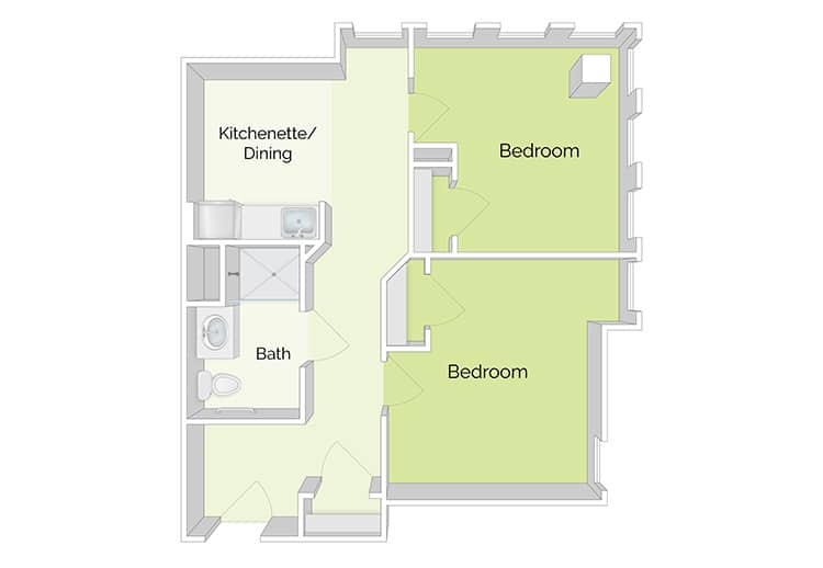 Architectural floor plan of a residential unit
