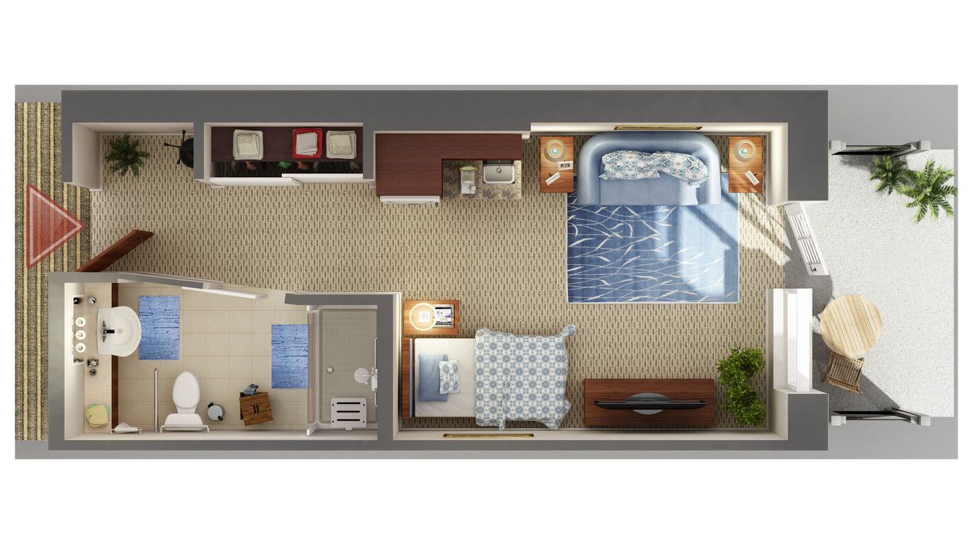 Architectural floor plan of a resident room