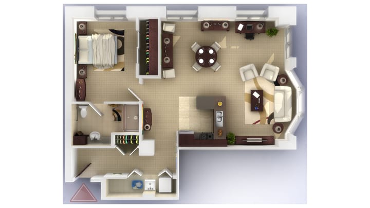 Architectural floor plan of a resident unit.