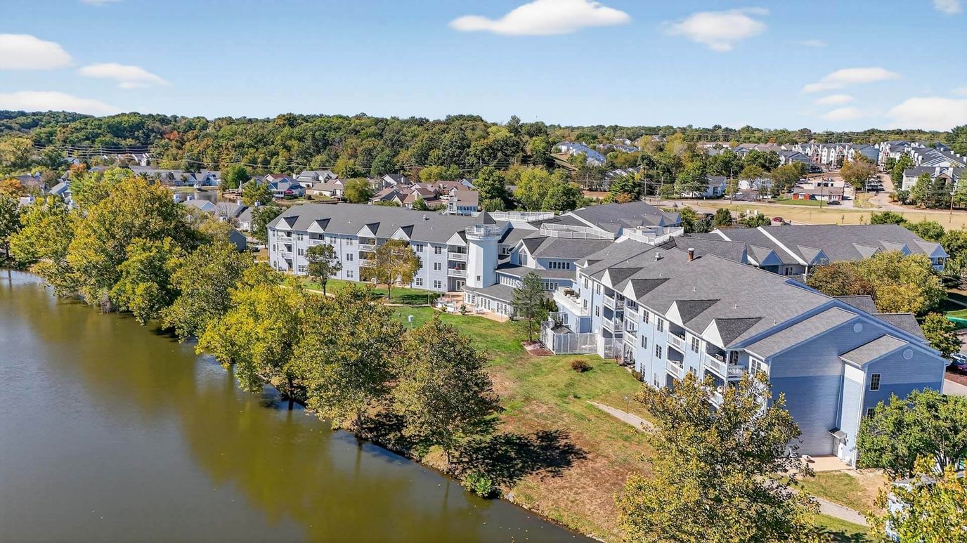 Aerial view of Cape Albeon Lakeside Retirement Living by a lake