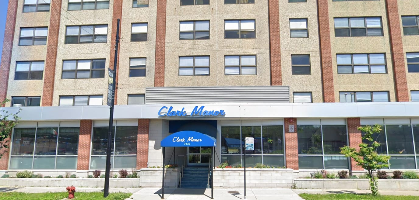Front entrance of Clark Manor nursing home