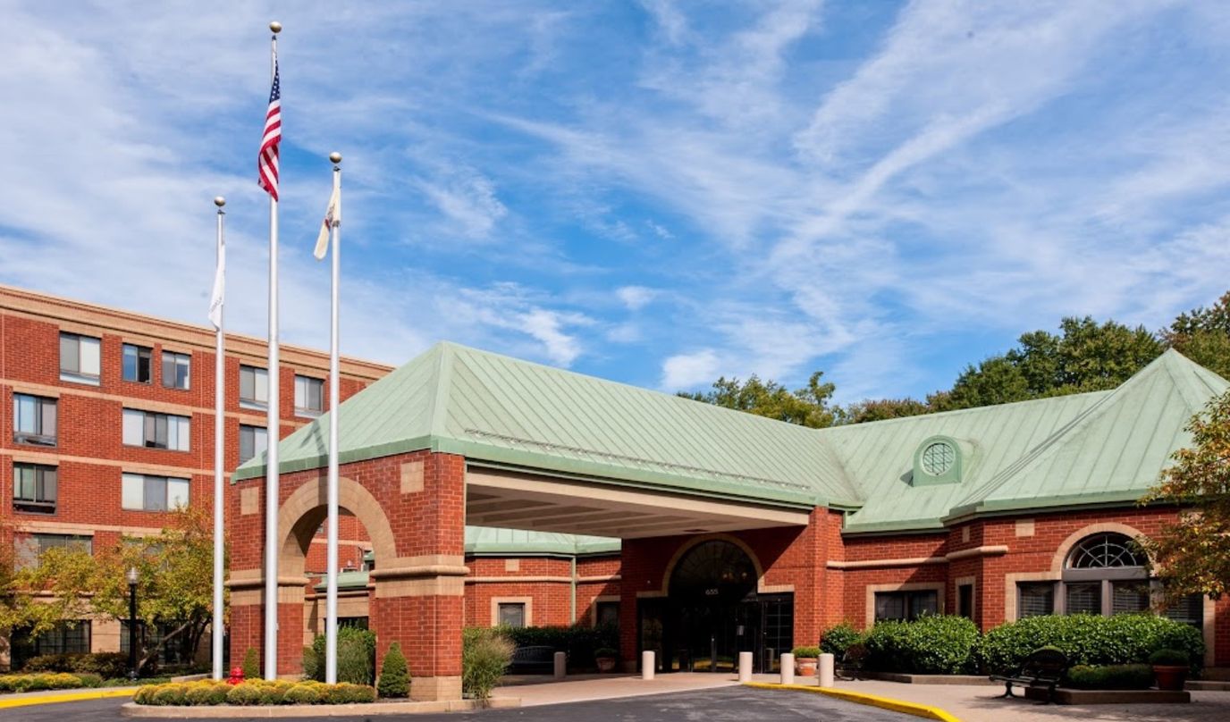 Exterior view of The Pointe at Teaneck entrance
