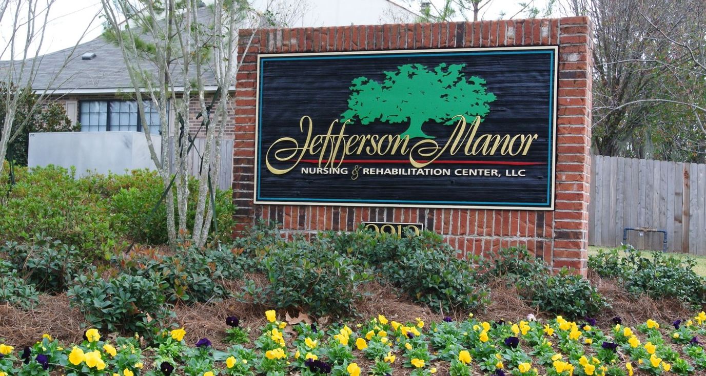 Exterior sign of Jefferson Manor Nursing & Rehabilitation Center