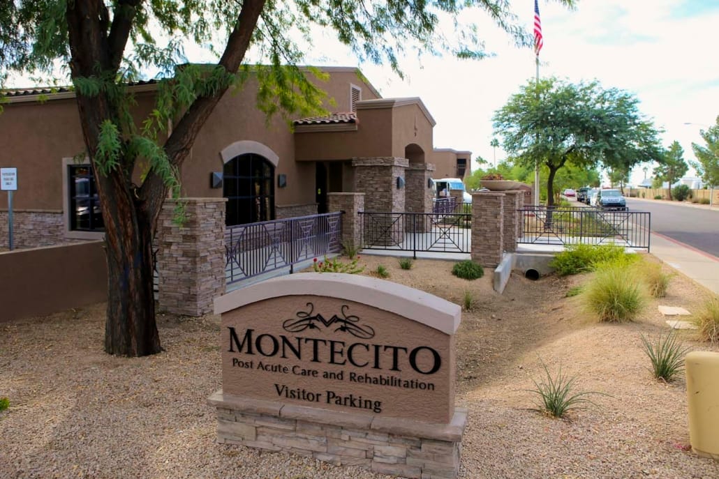 Exterior view of Montecito Post Acute Care building with signage