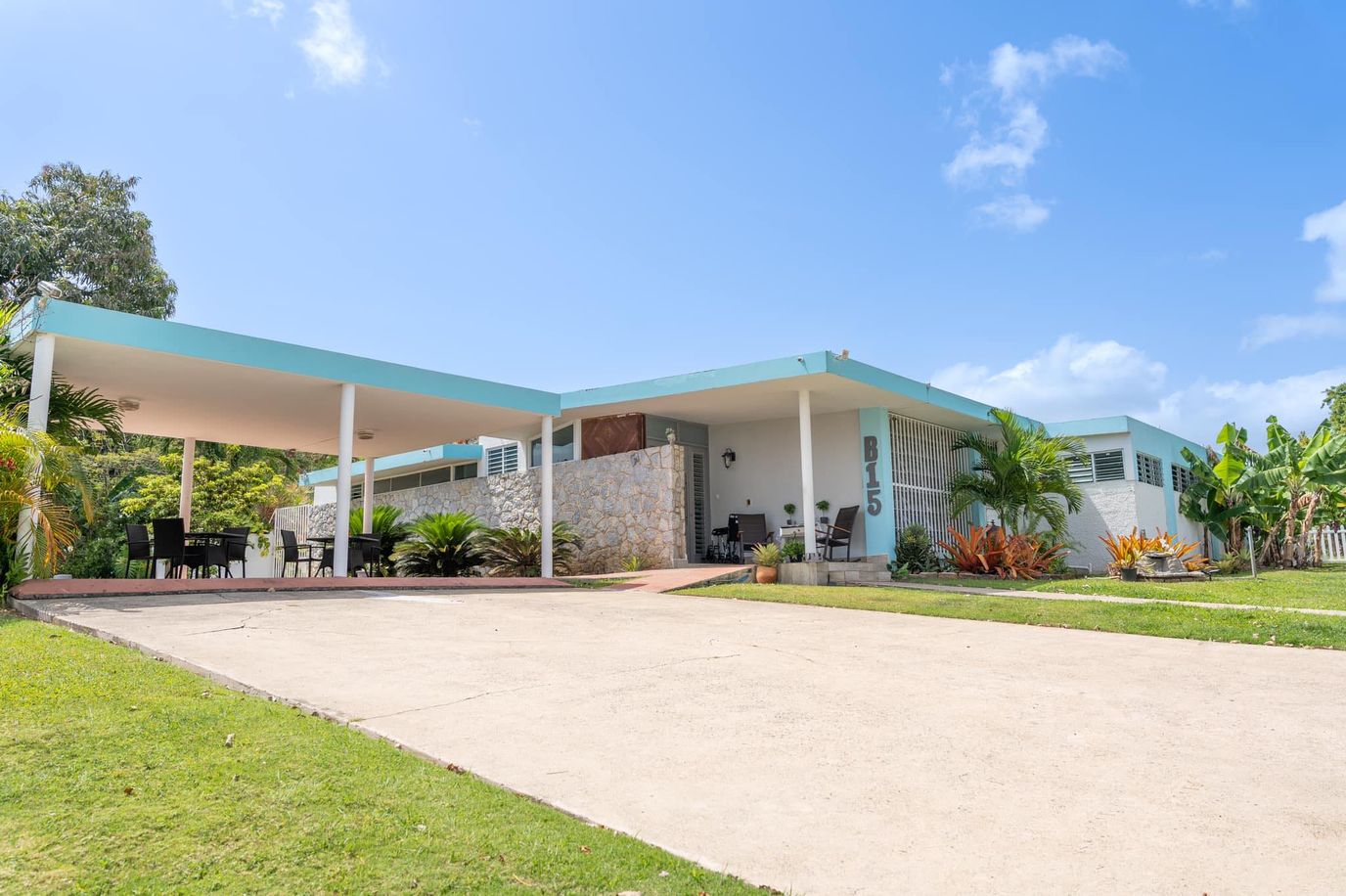 Exterior view of a senior care facility with landscaping