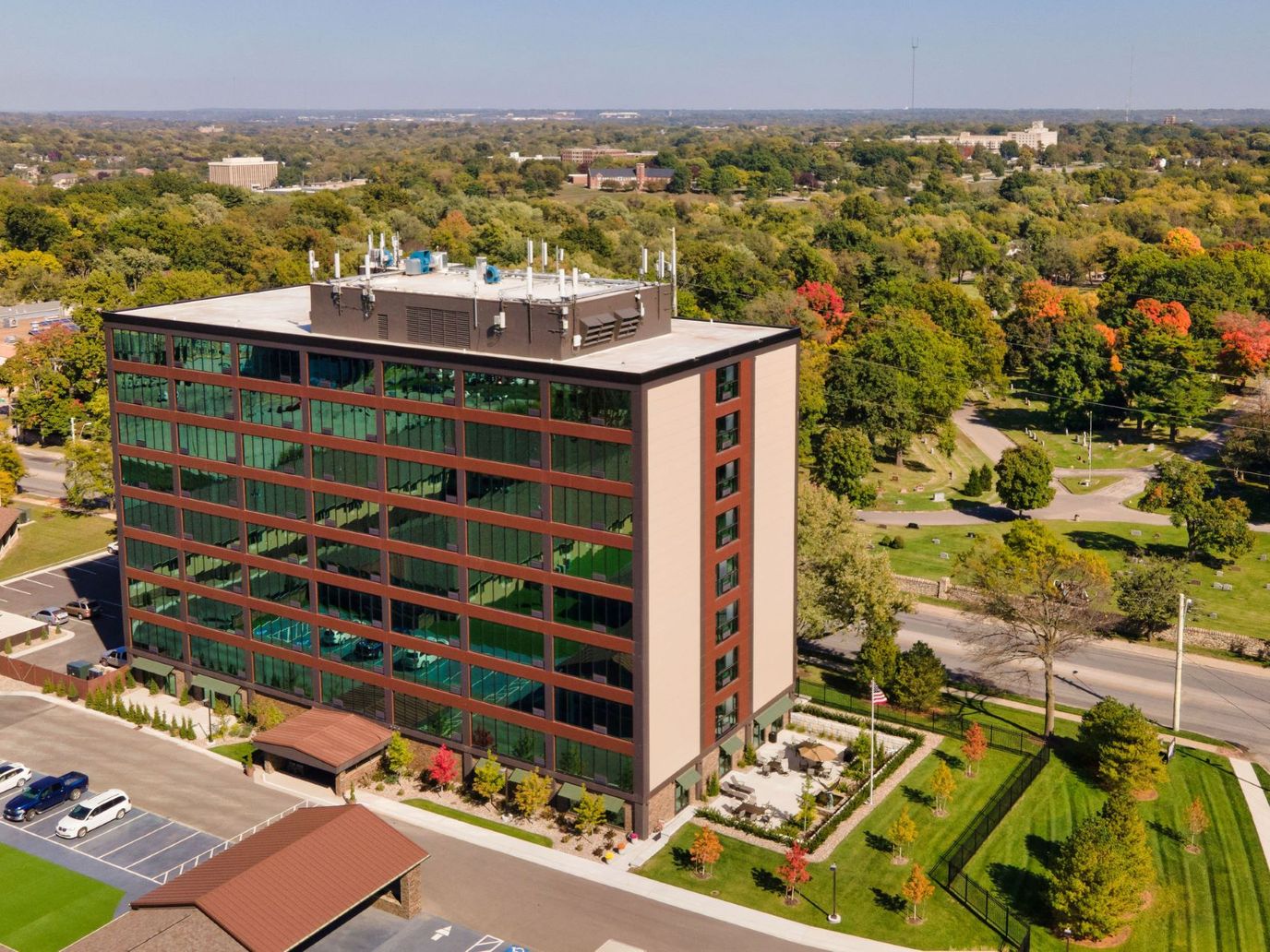 Aerial view of St. Anthony's Senior Living building