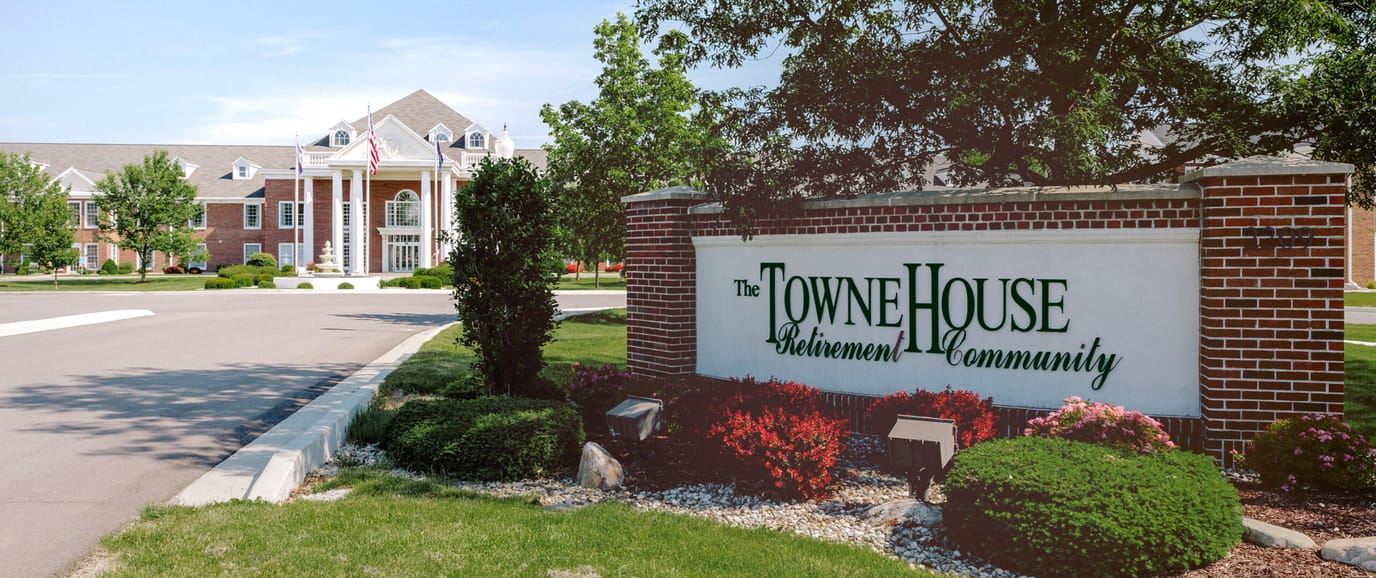Exterior view of The Towne House Retirement Community entrance