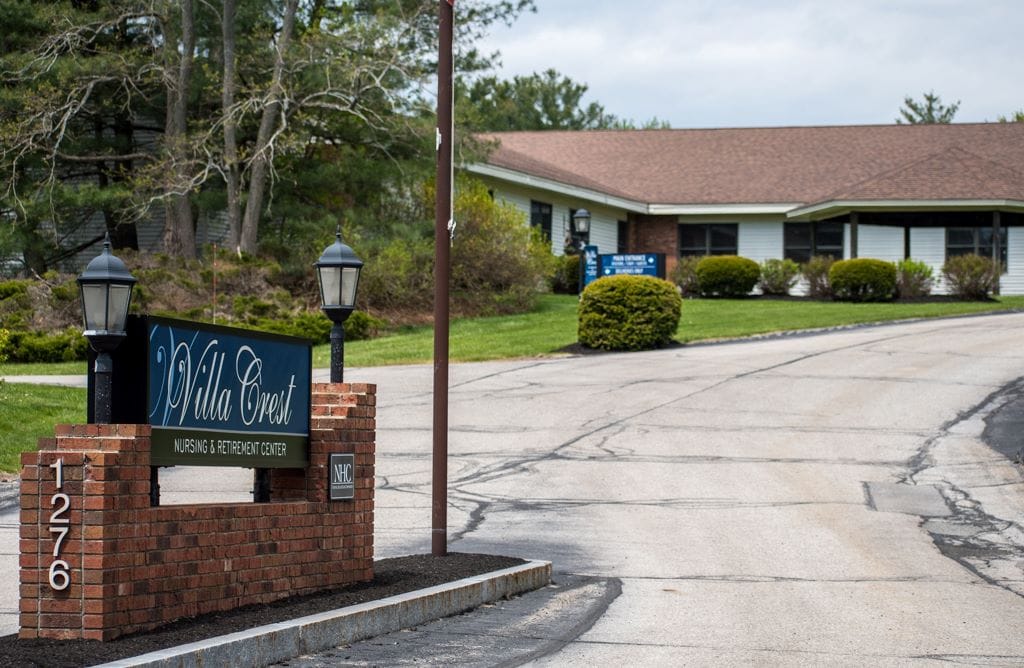 Exterior view of Villa Crest Nursing and Retirement Center entrance