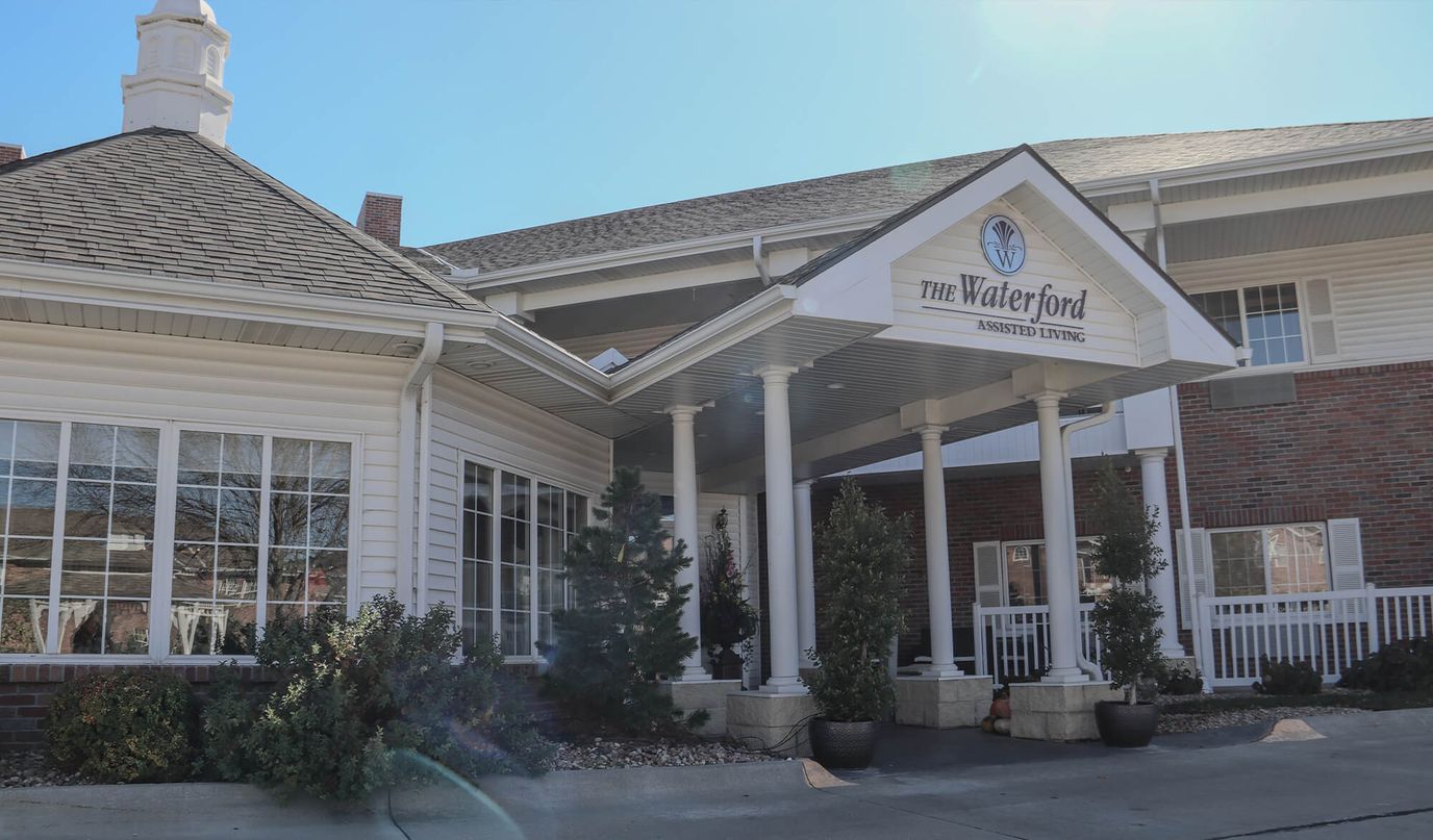 Front entrance of The Waterford Assisted Living facility