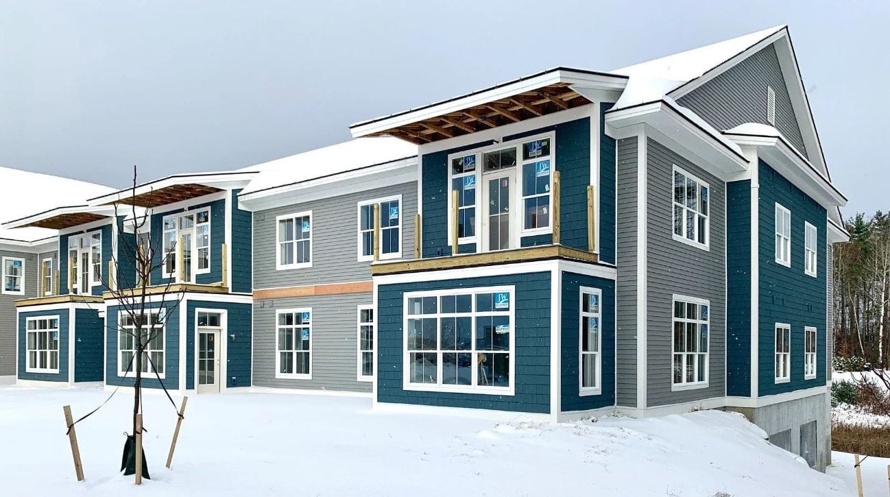 Exterior view of a senior living facility under construction