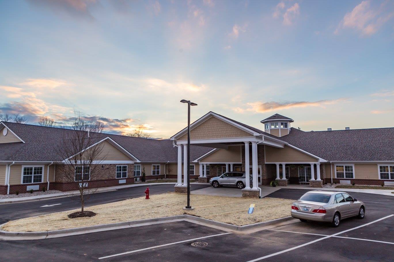 Exterior of The Willows at Fritz Farm with parking and entrance