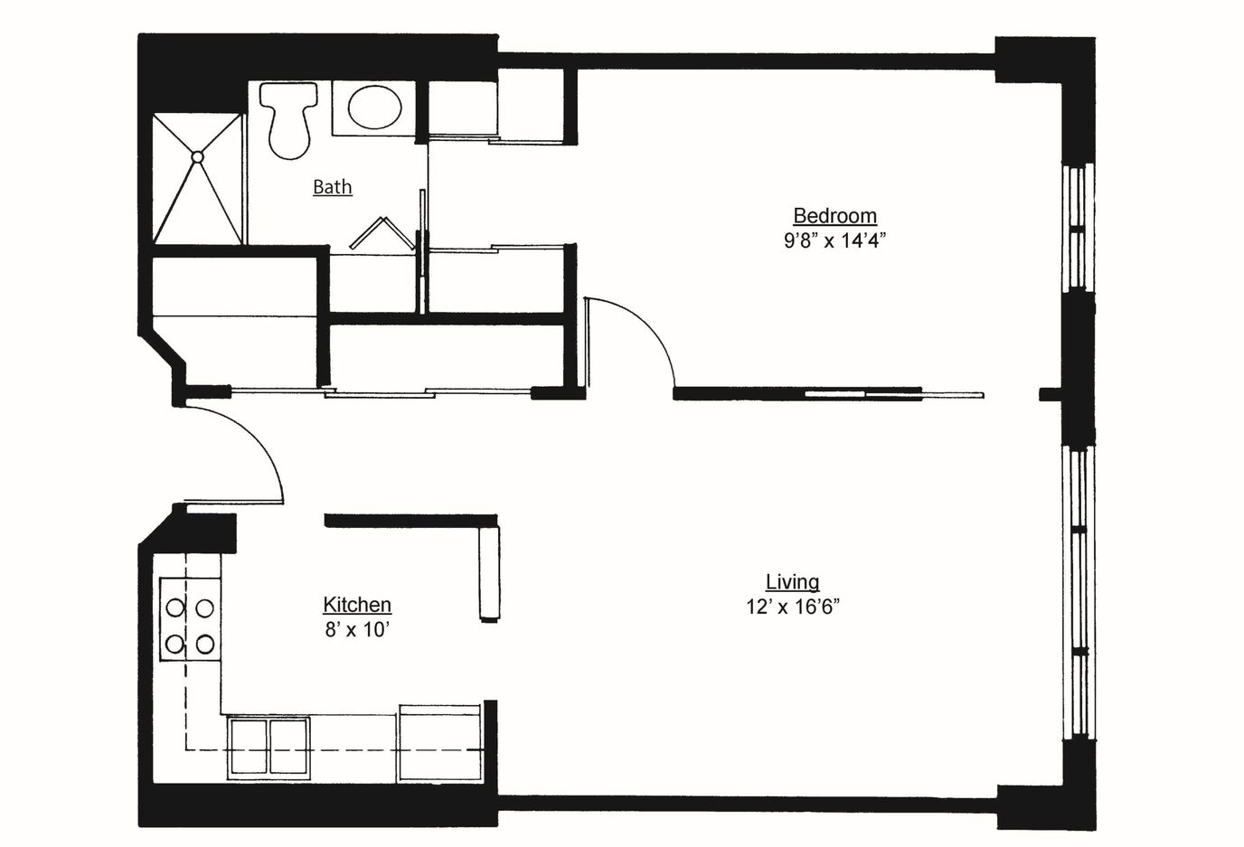 Architectural floor plan of a living space