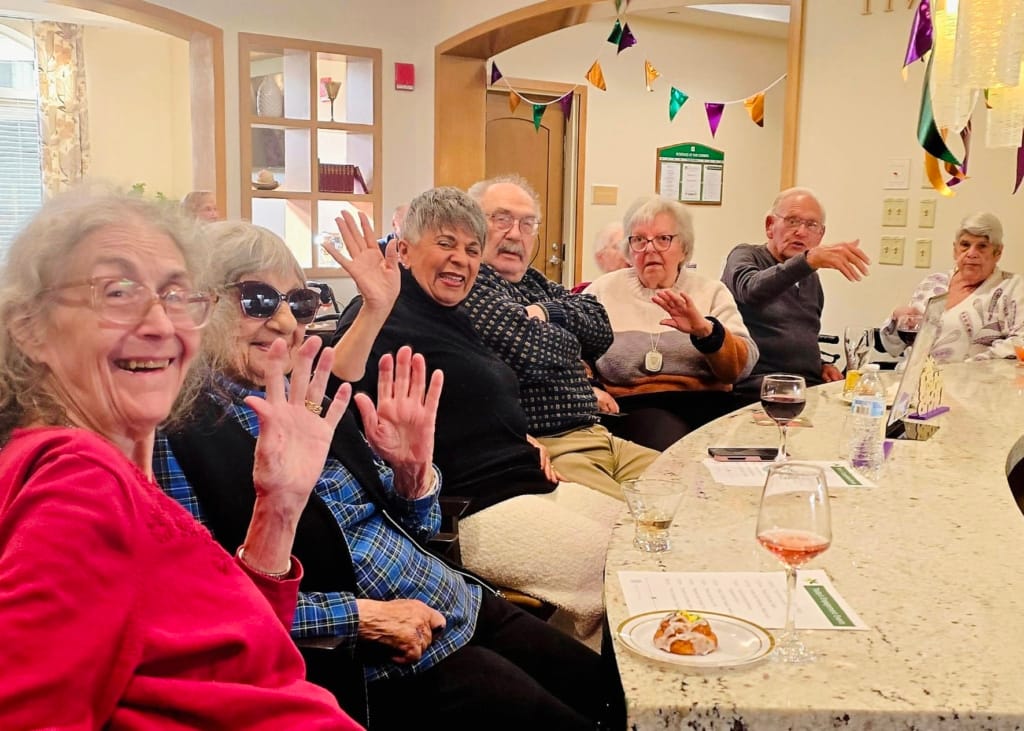 Group of residents enjoying a social gathering