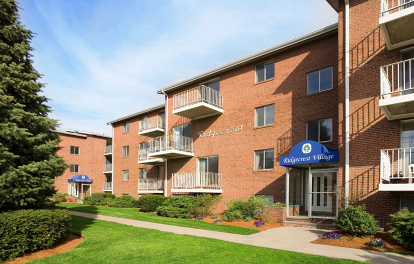 Exterior view of Ridgecrest Village apartments