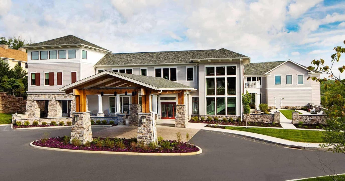 Exterior view of Ridgefield Station Senior Living facility